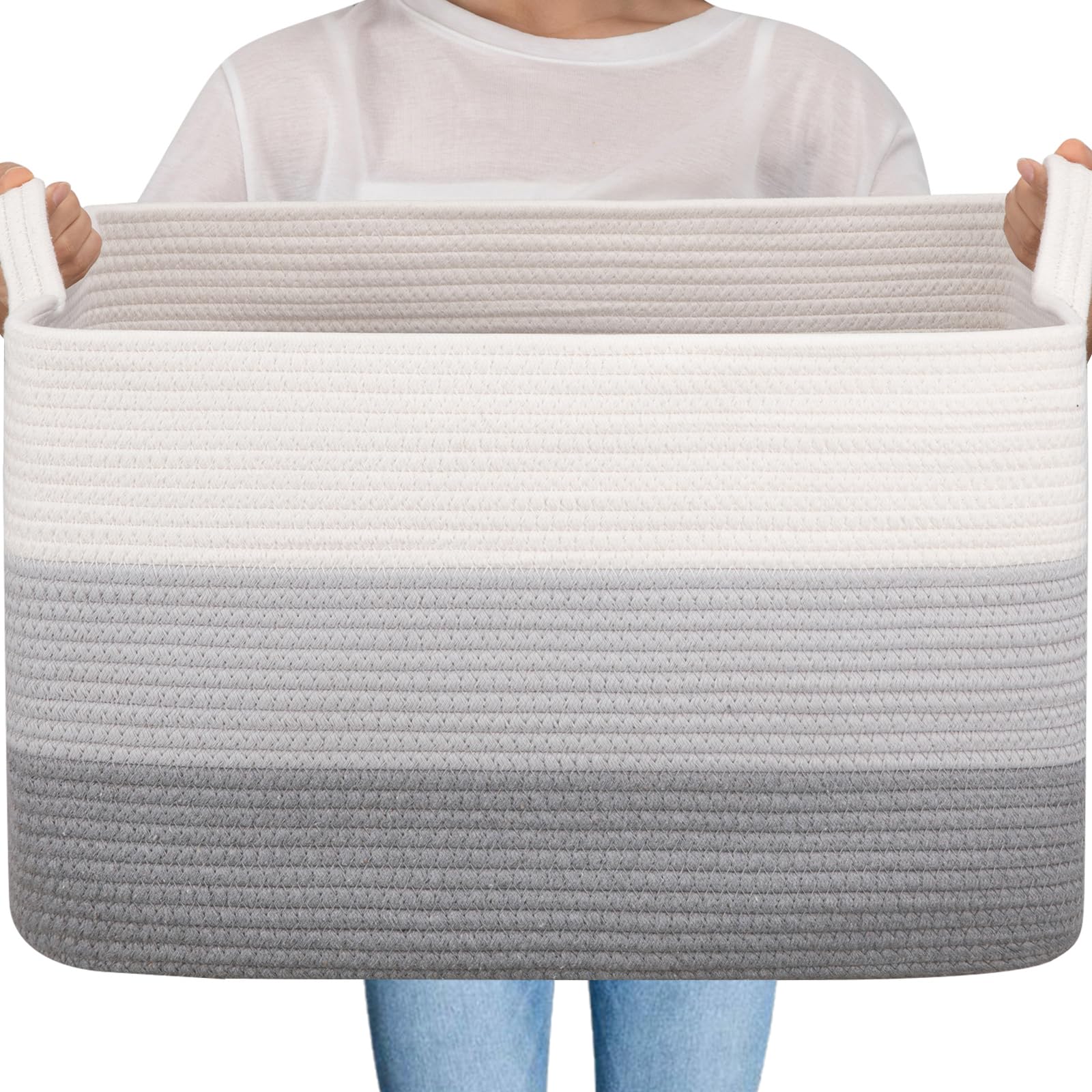 OIAHOMY front view of gradient grey basket showing clean storage appeal
