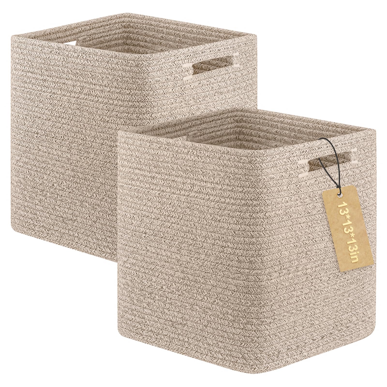 OIAHOMY front view of two brown storage cubes showing clean aesthetic and organization