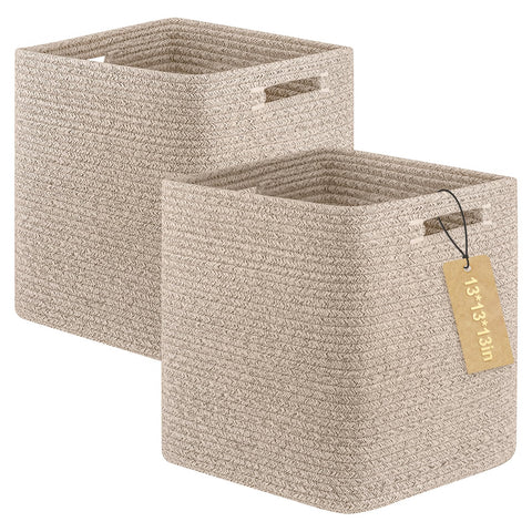 OIAHOMY front view of two brown storage cubes showing clean aesthetic and organization