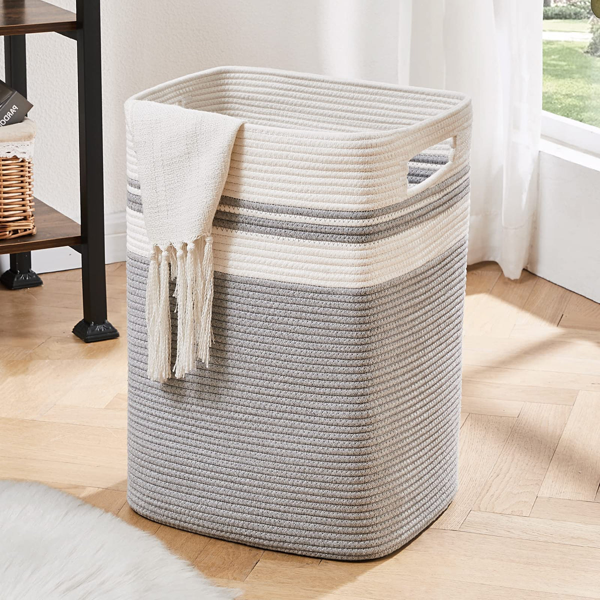 OIAHOMY front view gray hamper showing neat storage and stylish design