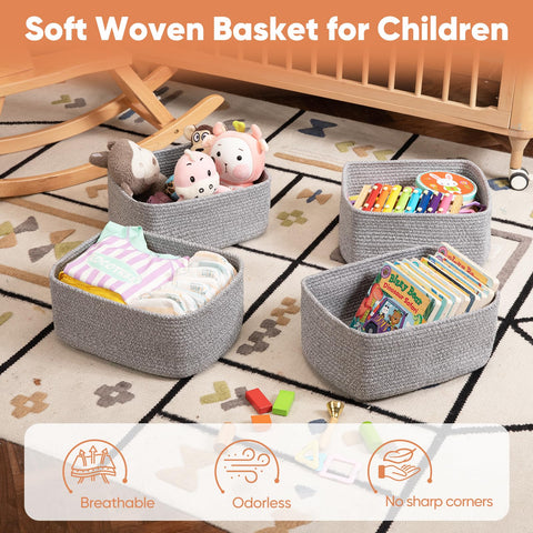 OIAHOMY baskets on living room shelf demonstrating neat decor and quick organization