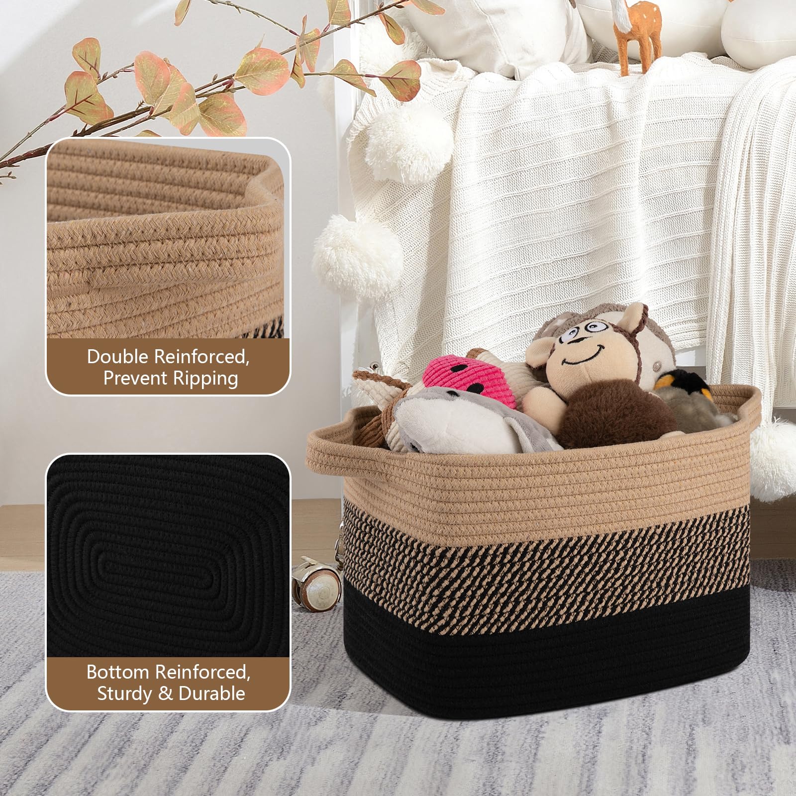OIASKET woven basket handle close-up for comfortable carrying and transport