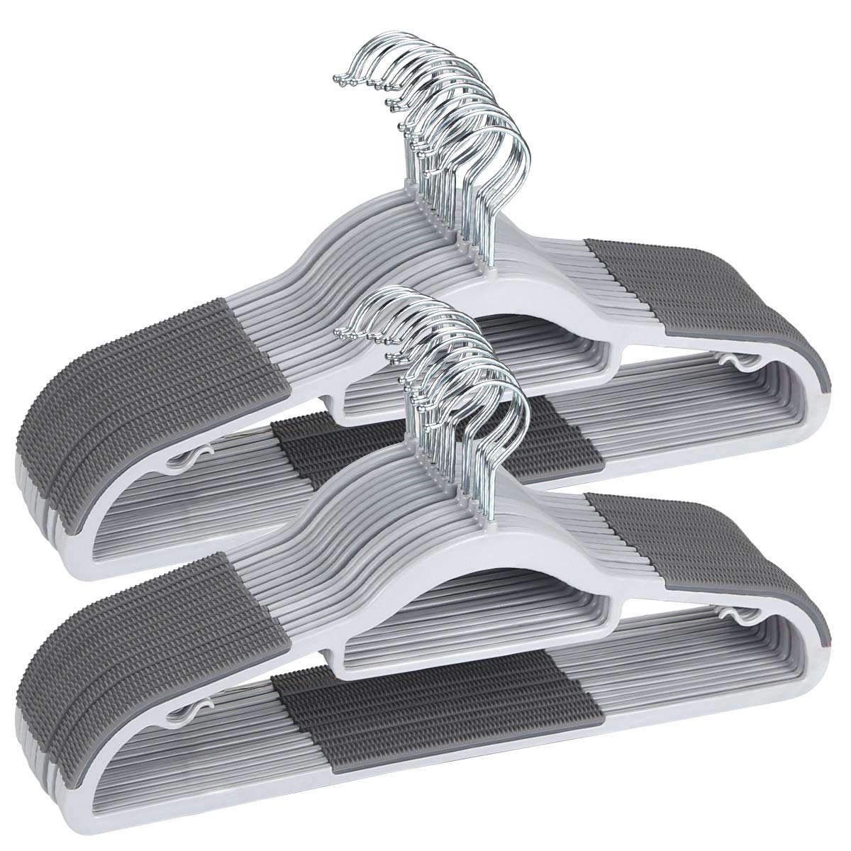 OIKA front packaging showing 50-pack gray hangers and organized closet benefit
