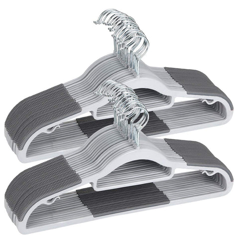 OIKA front packaging showing 50-pack gray hangers and organized closet benefit