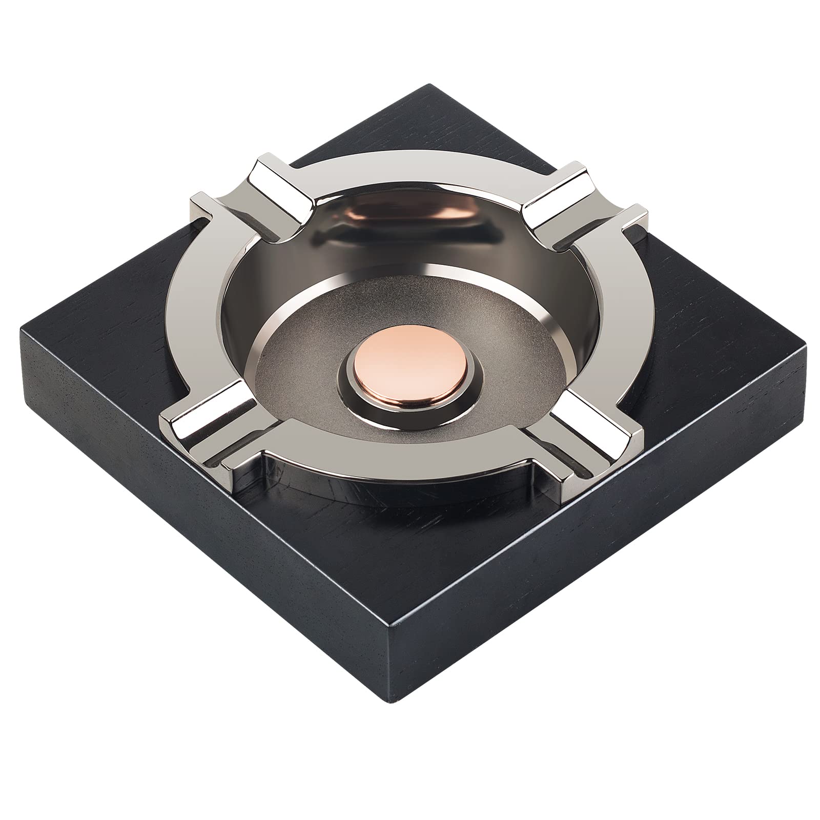 OILP front view black ashtray showing stable heavy construction benefit