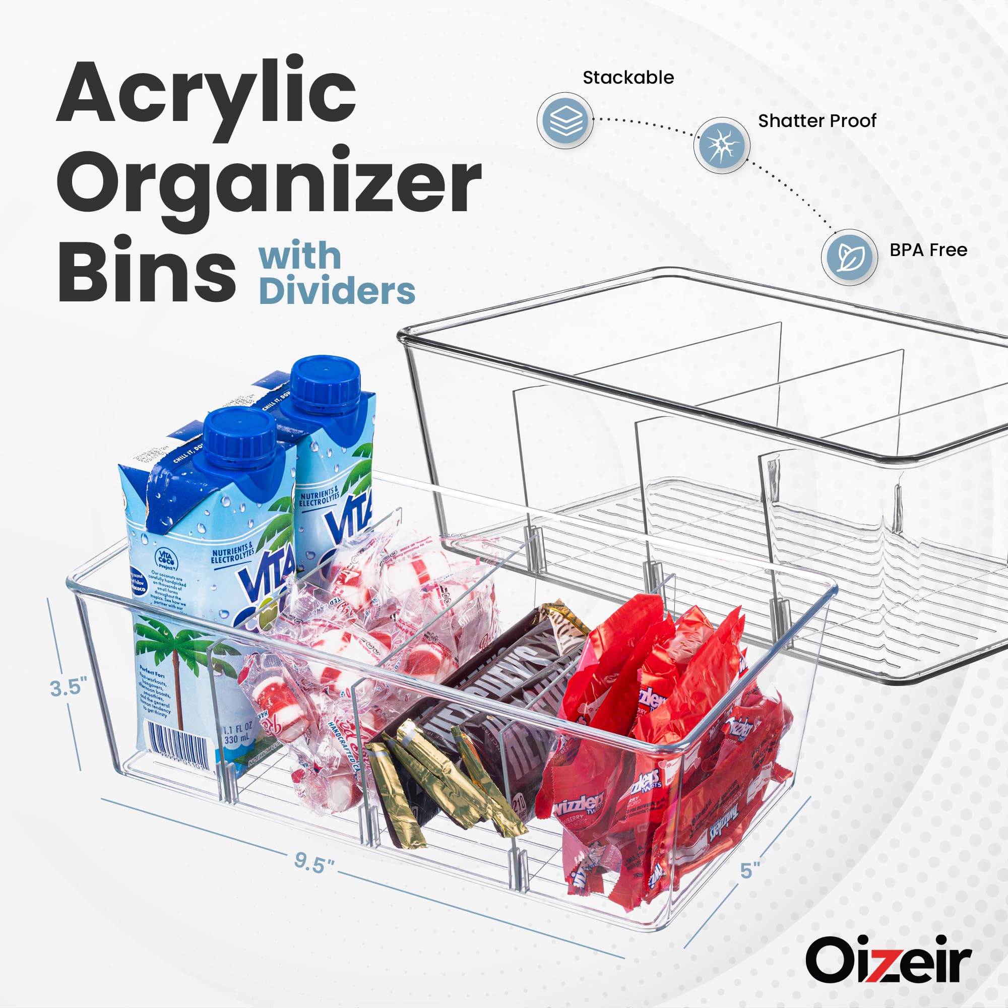 Oizeir removable divider close-up demonstrating adjustable compartments