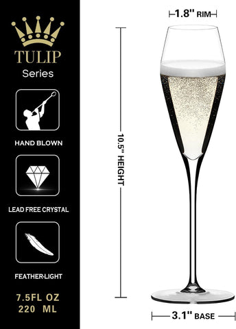 OJA macro of rising bubbles in tulip glass showing enhanced effervescence benefit
