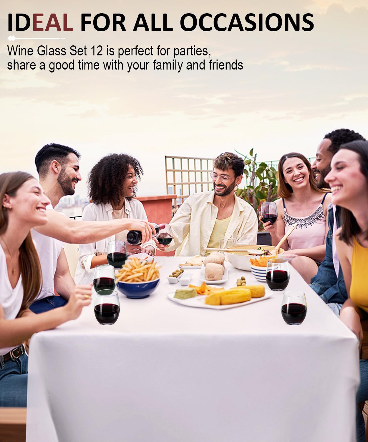 OJA glass in dinner table setting showing versatility for entertaining benefit