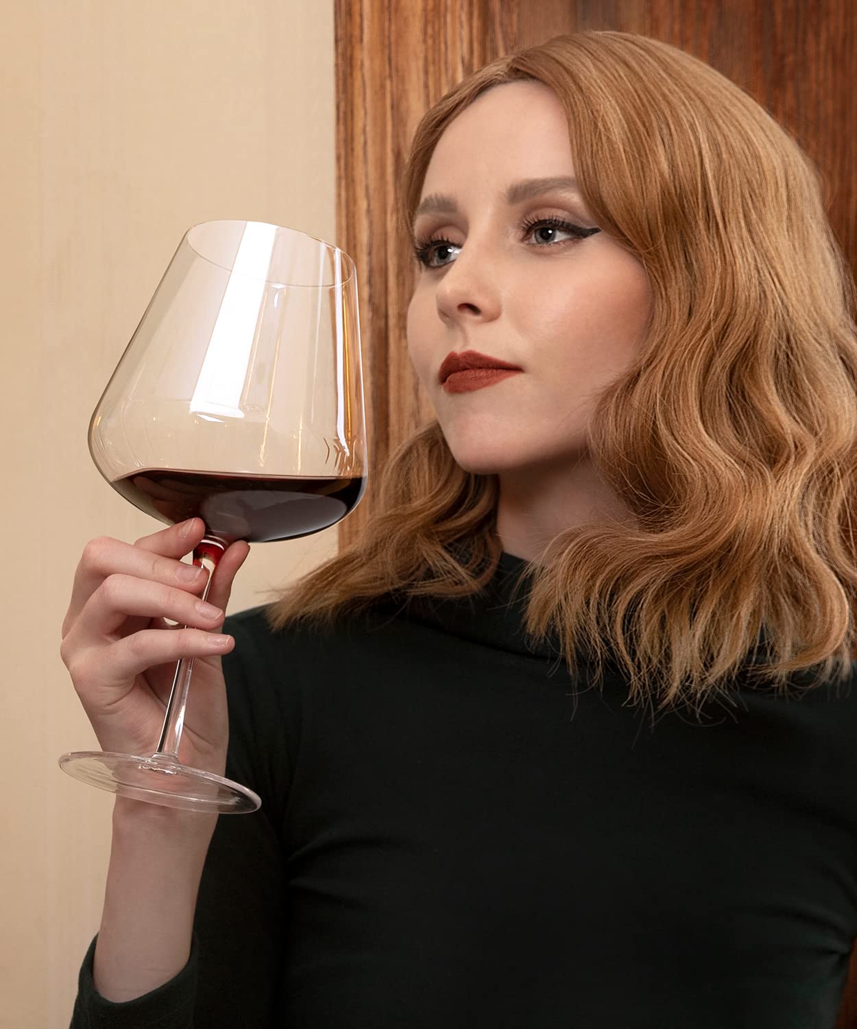 OJA in use with red wine being poured to boost breathing and bouquet