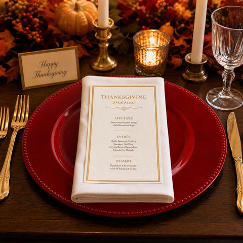Okllen chargers on wedding table demonstrating festive professional presentation