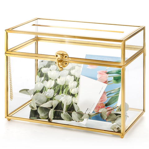 Okllen front view glass card box showing elegant display and secure storage