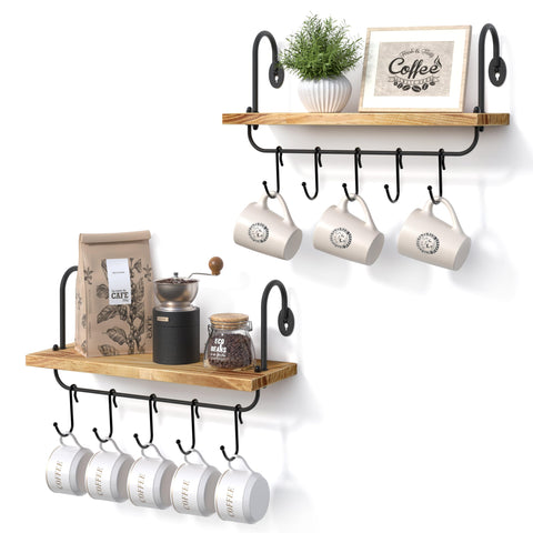 Olakee front view of mounted shelves showing rustic storage benefit
