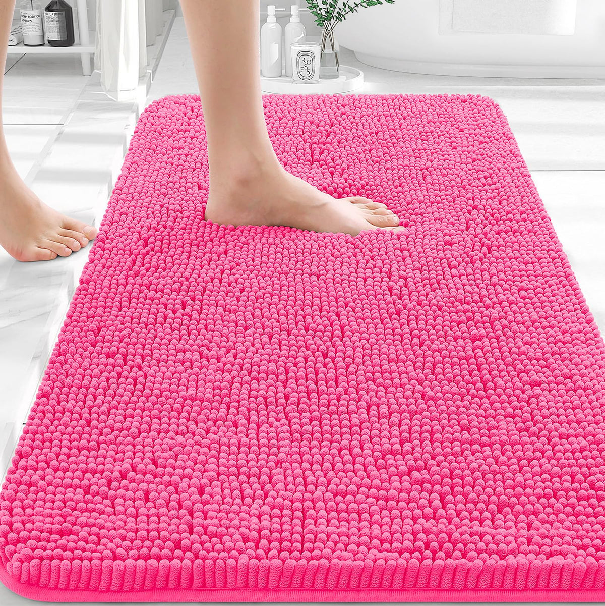 OLANLY front view of 30x20 rug showing plush comfort and absorbency