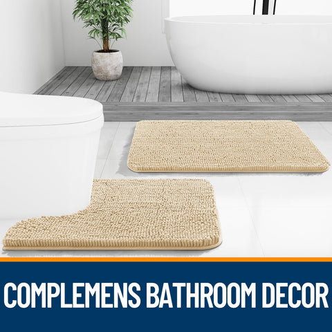 OLANLY rug in front of vanity showing multi-purpose comfort benefit