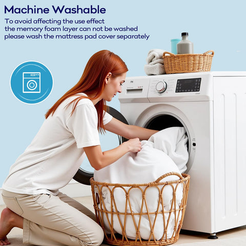 olanly removable cover and care tag illustrating machine-washable convenience