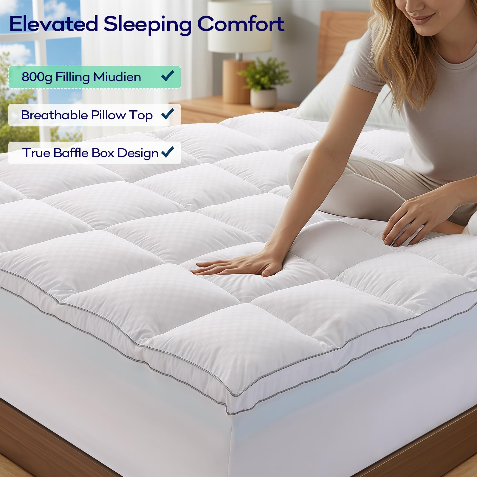 olanly elastic deep-pocket skirt holding topper securely to mattress for stability