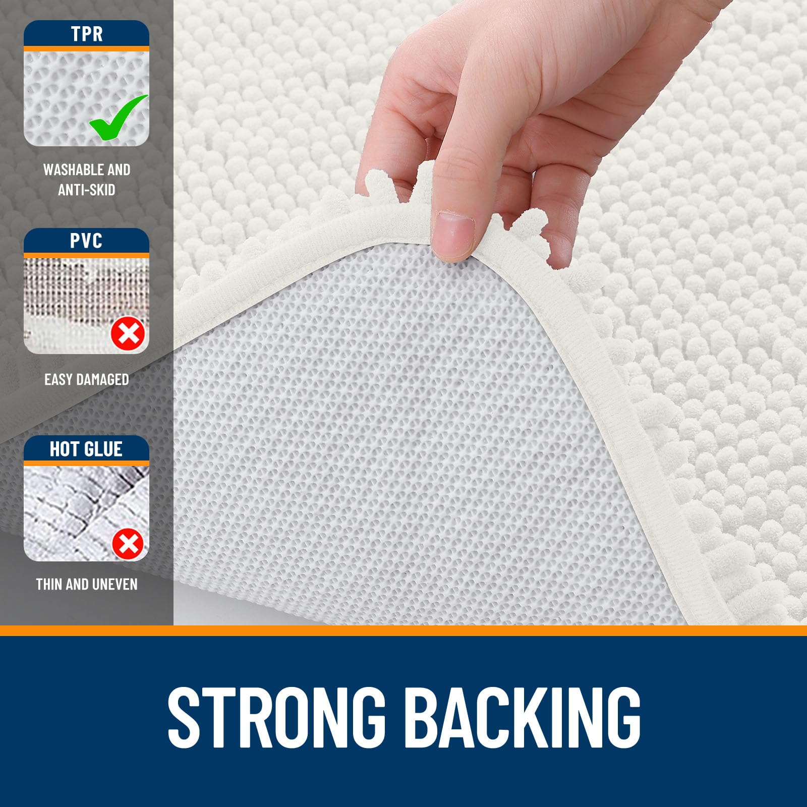 OLANLY folded rug fresh from washing showing easy-care convenience