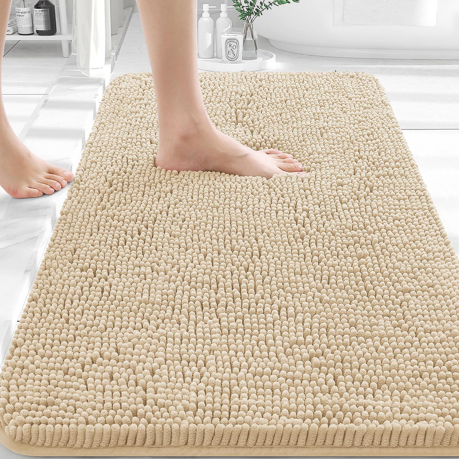 OLANLY front view of 30x20 rug showing plush chenille and color benefit