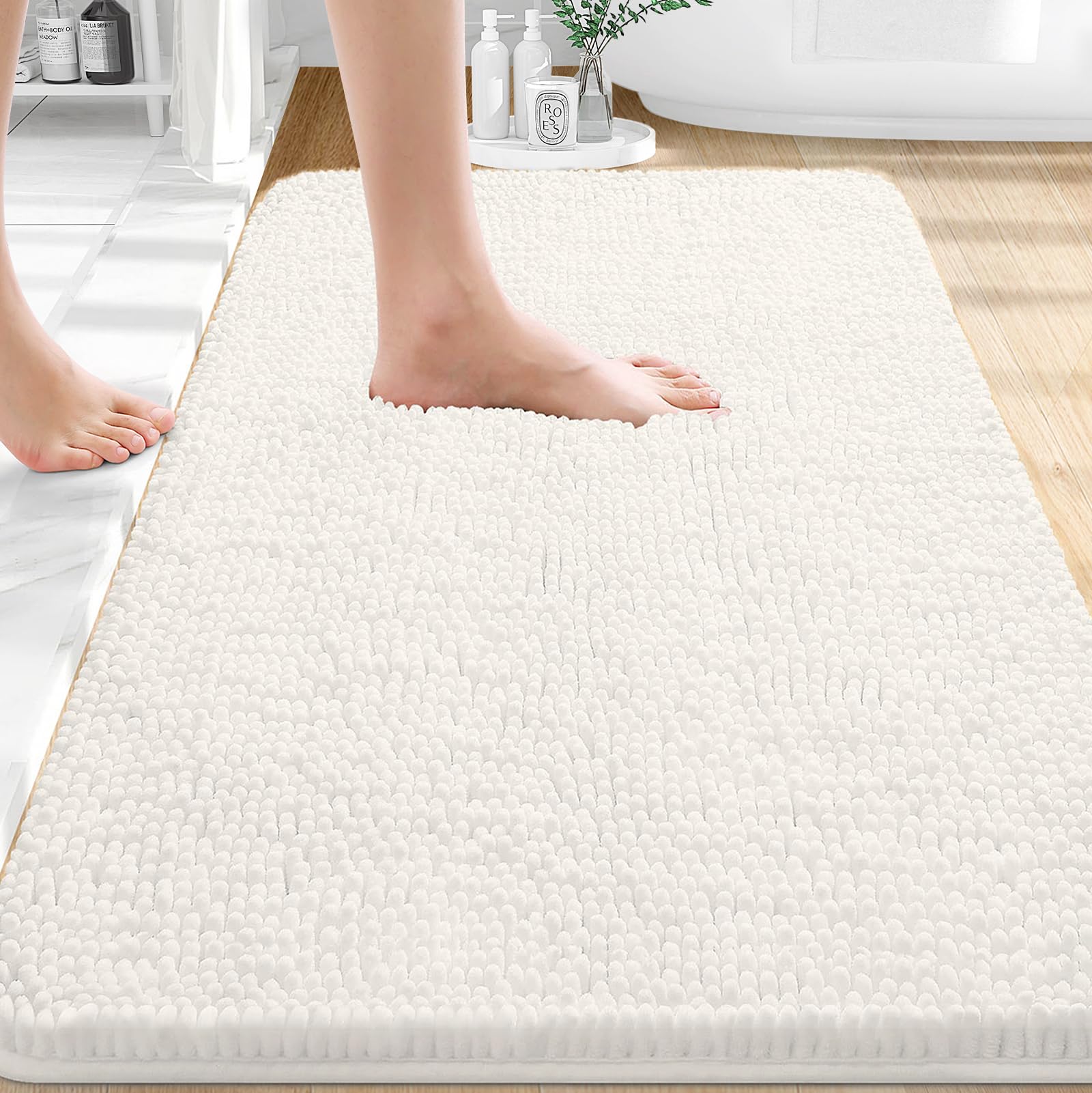 OLANLY front view of 30x20 bath rug showing plush comfort
