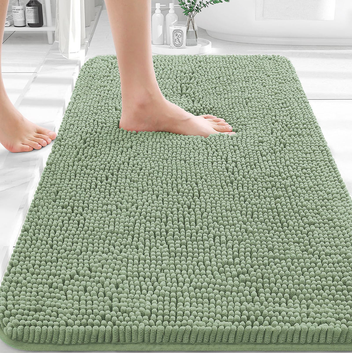 OLANLY front view of 36x24 rug showing plush comfort and color retention