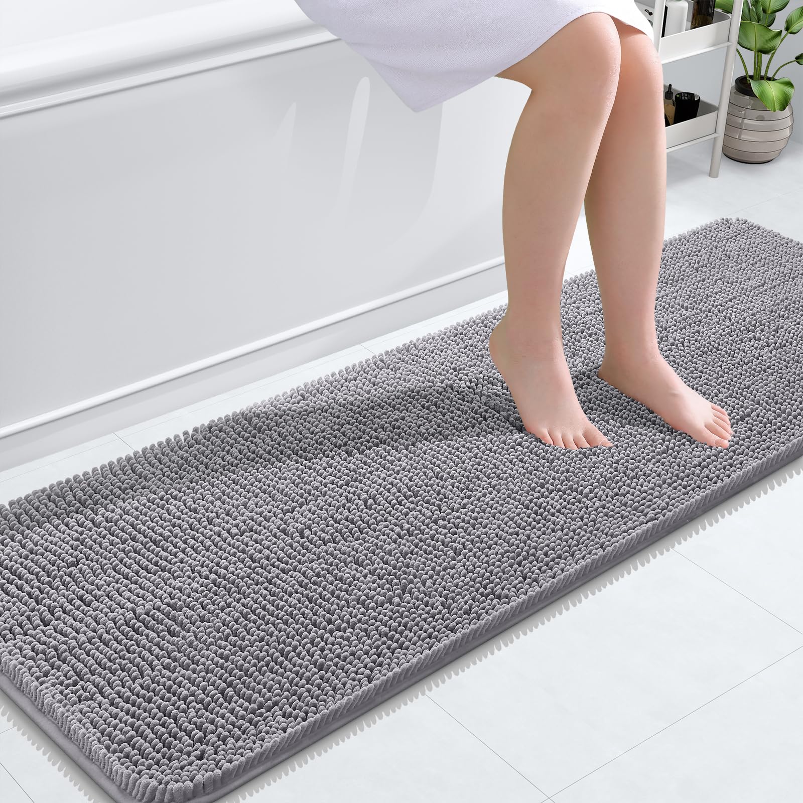 OLANLY front view of 59x20 runner showing plush chenille for comfort