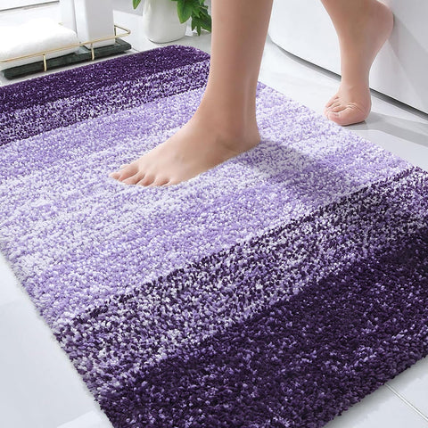 OLANLY front view showing mat size and neat edges for tidy bathrooms