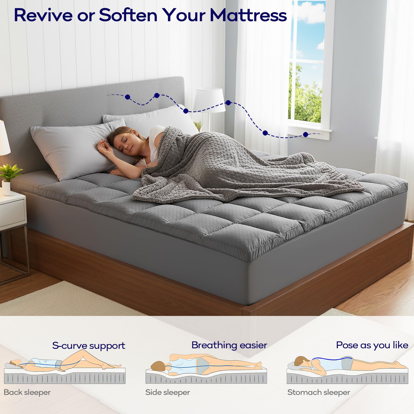 OLANLY gel memory foam cross-section showing contouring support and cooling