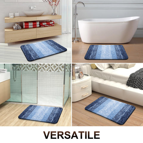 OLANLY gradient stripe on mat styled in modern bathroom for décor appeal