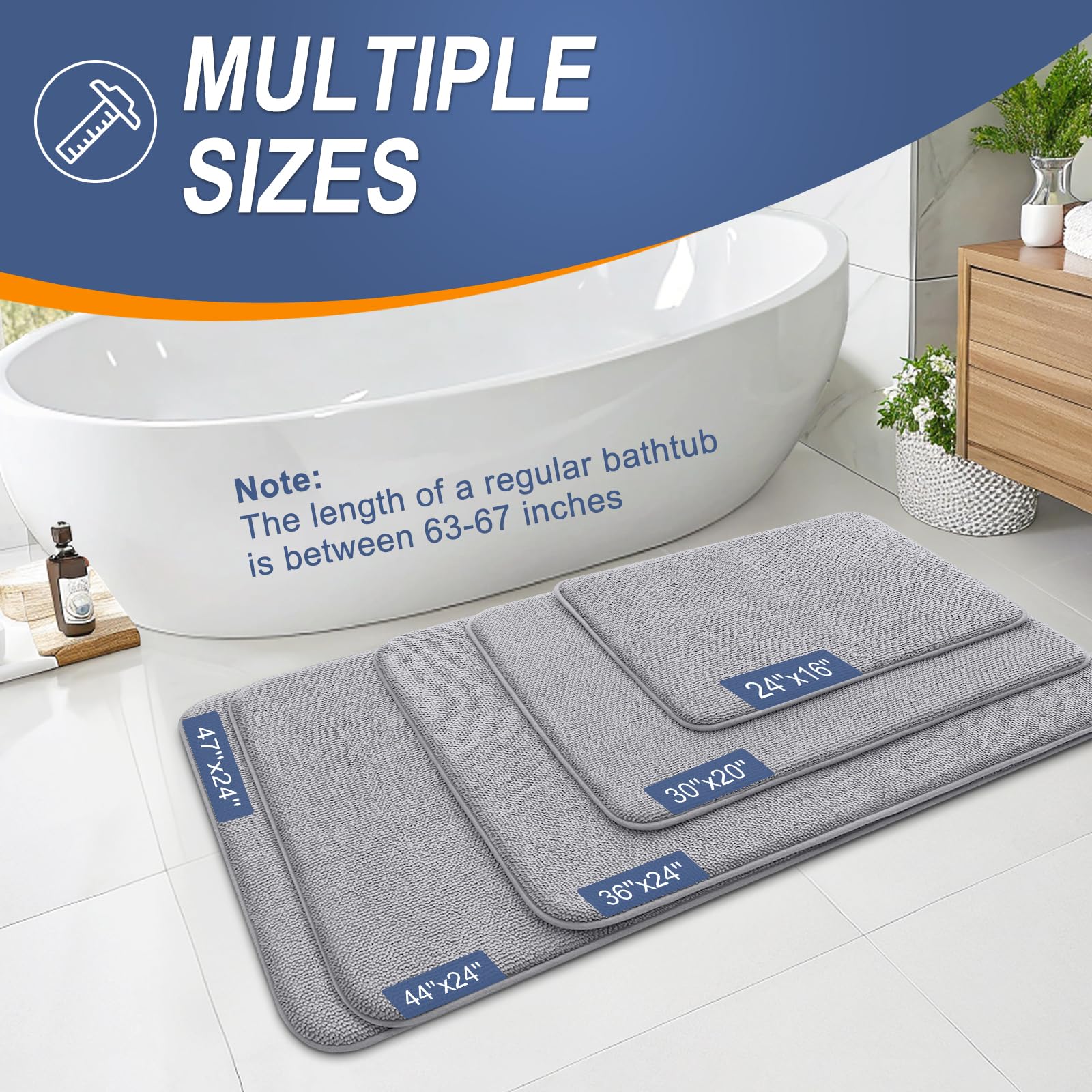 OLANLY grey mat placed at shower entry preventing wet floors