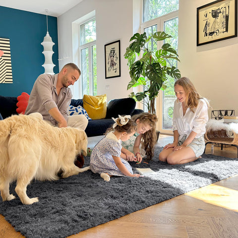 OLANLY children playing on rug highlighting family-friendly softness