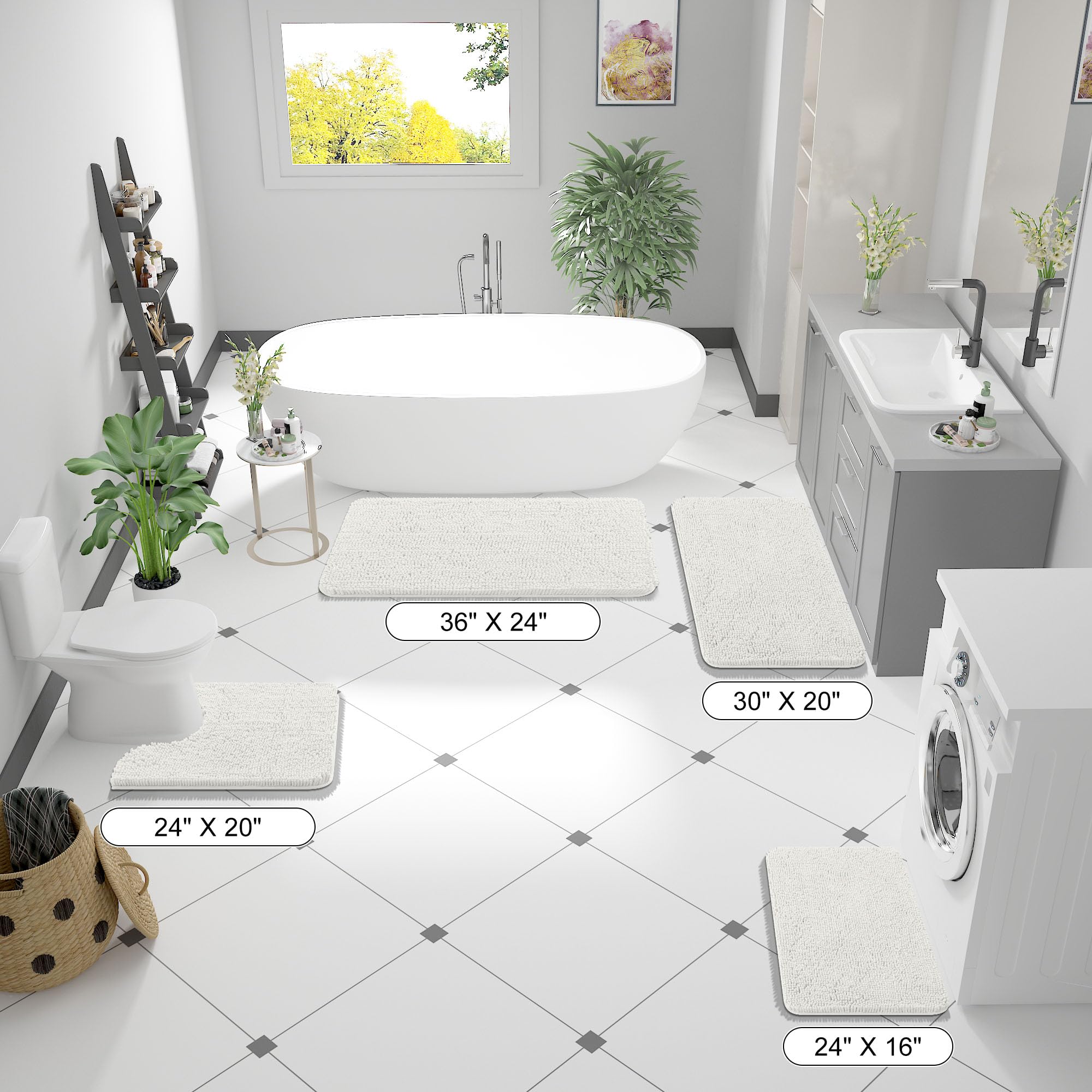 OLANLY rug styled in a bathroom providing cozy aesthetic and protection
