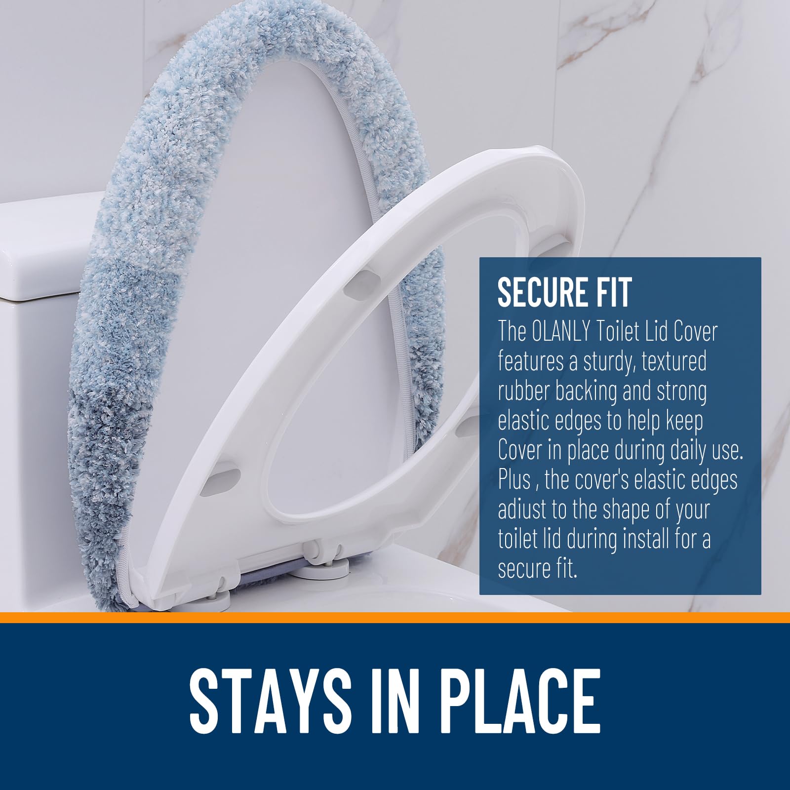 OLANLY installed on toilet side view showing secure, neat fit