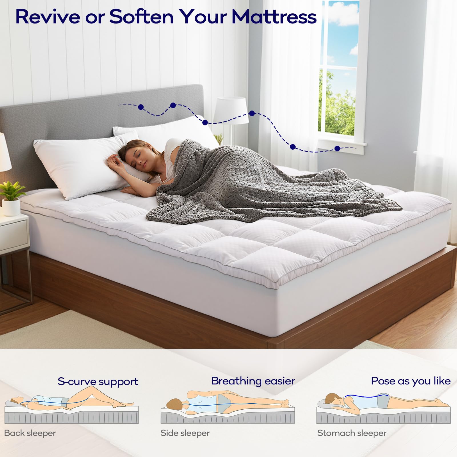 olanly close-up quilted pillow top texture improving breathability and soft feel