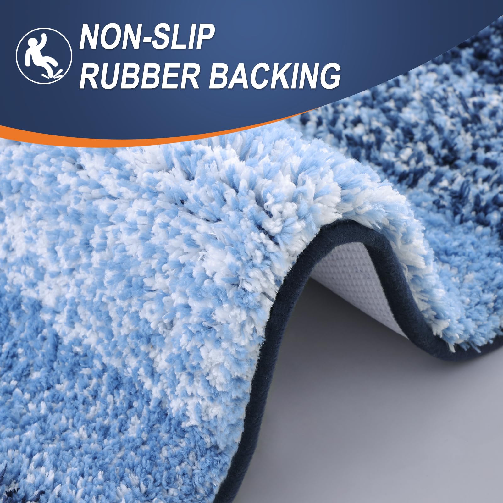 OLANLY rectangular shower mat laid by tub showing water absorption benefit