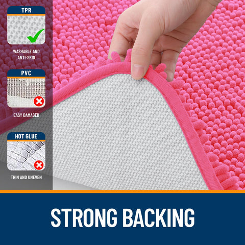 OLANLY rug at vanity showing soft standing mat for daily use