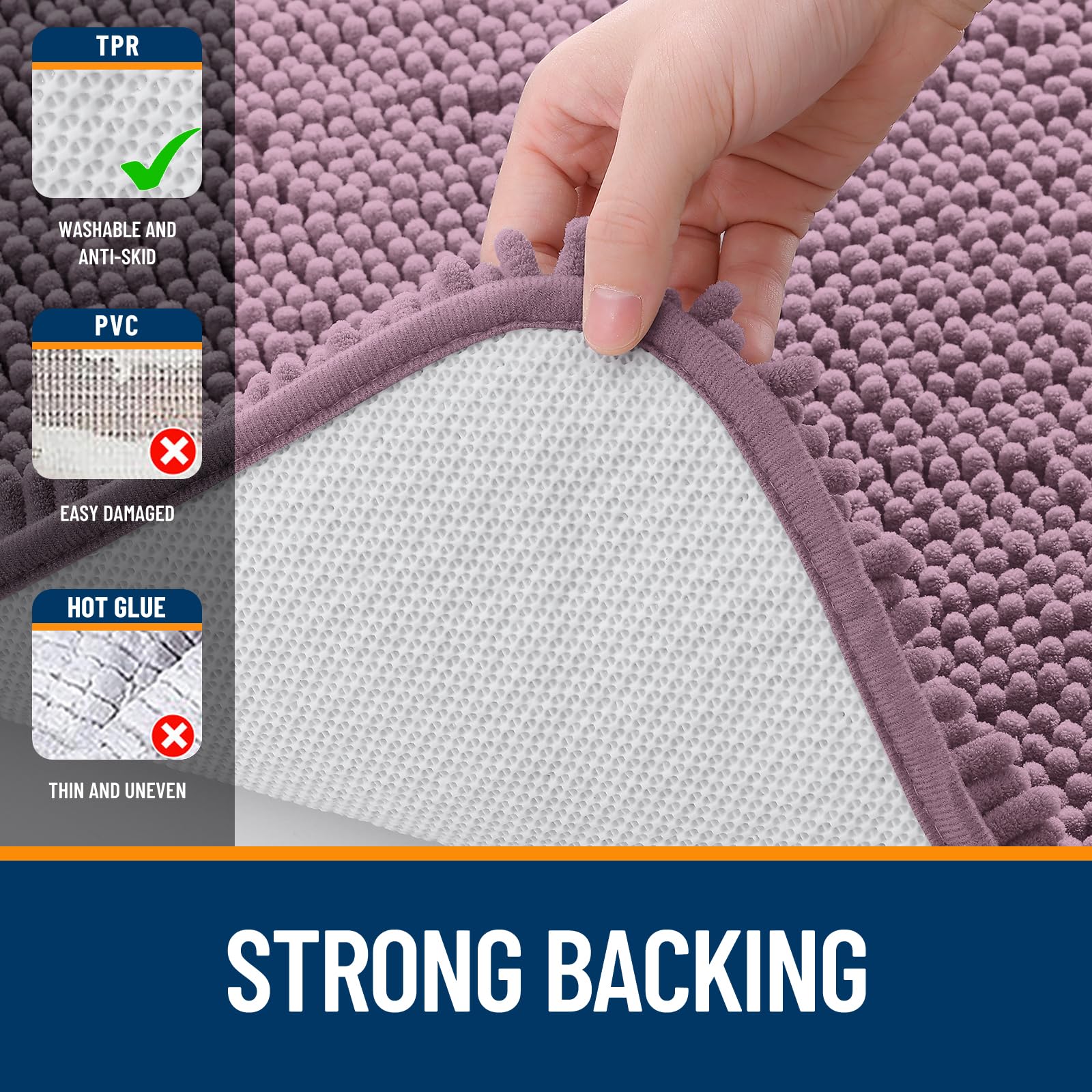 OLANLY folded rug ready for machine wash demonstrating easy care