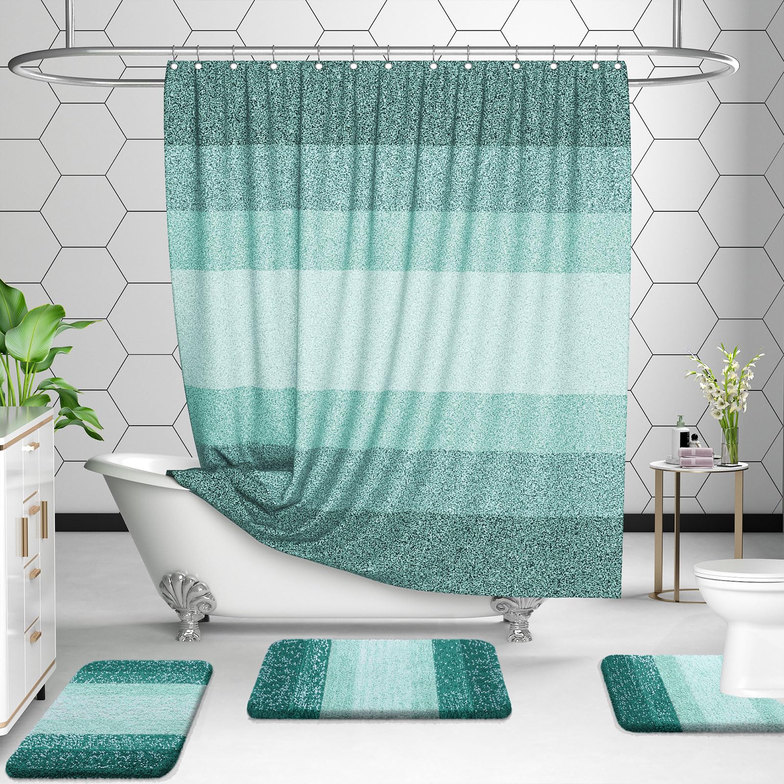 OLANLY rug set styled in modern bathroom enhancing comfort and aesthetics