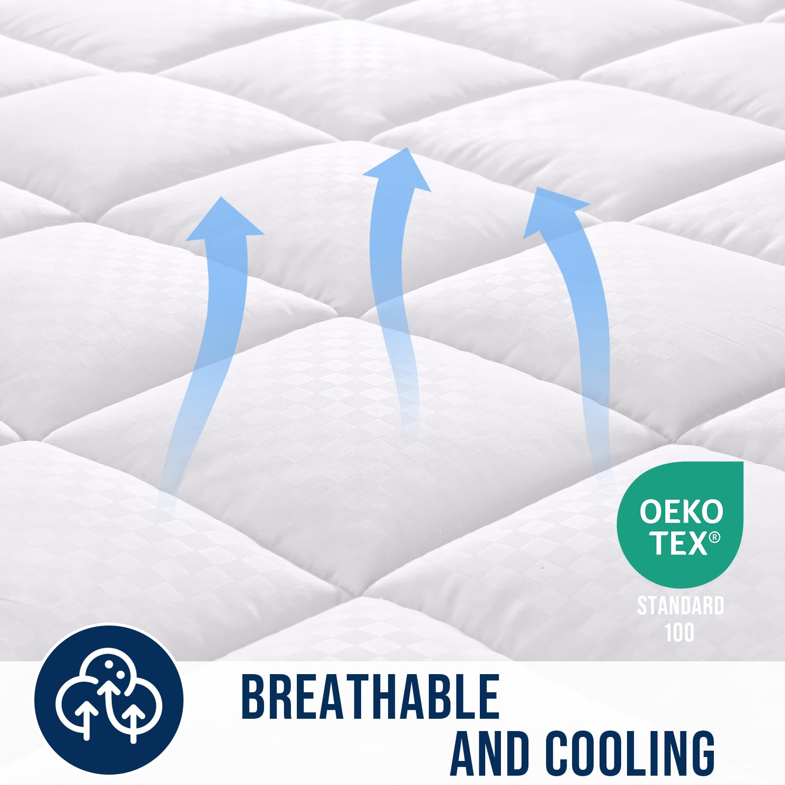OLANLY side profile on full mattress showing added cushioning