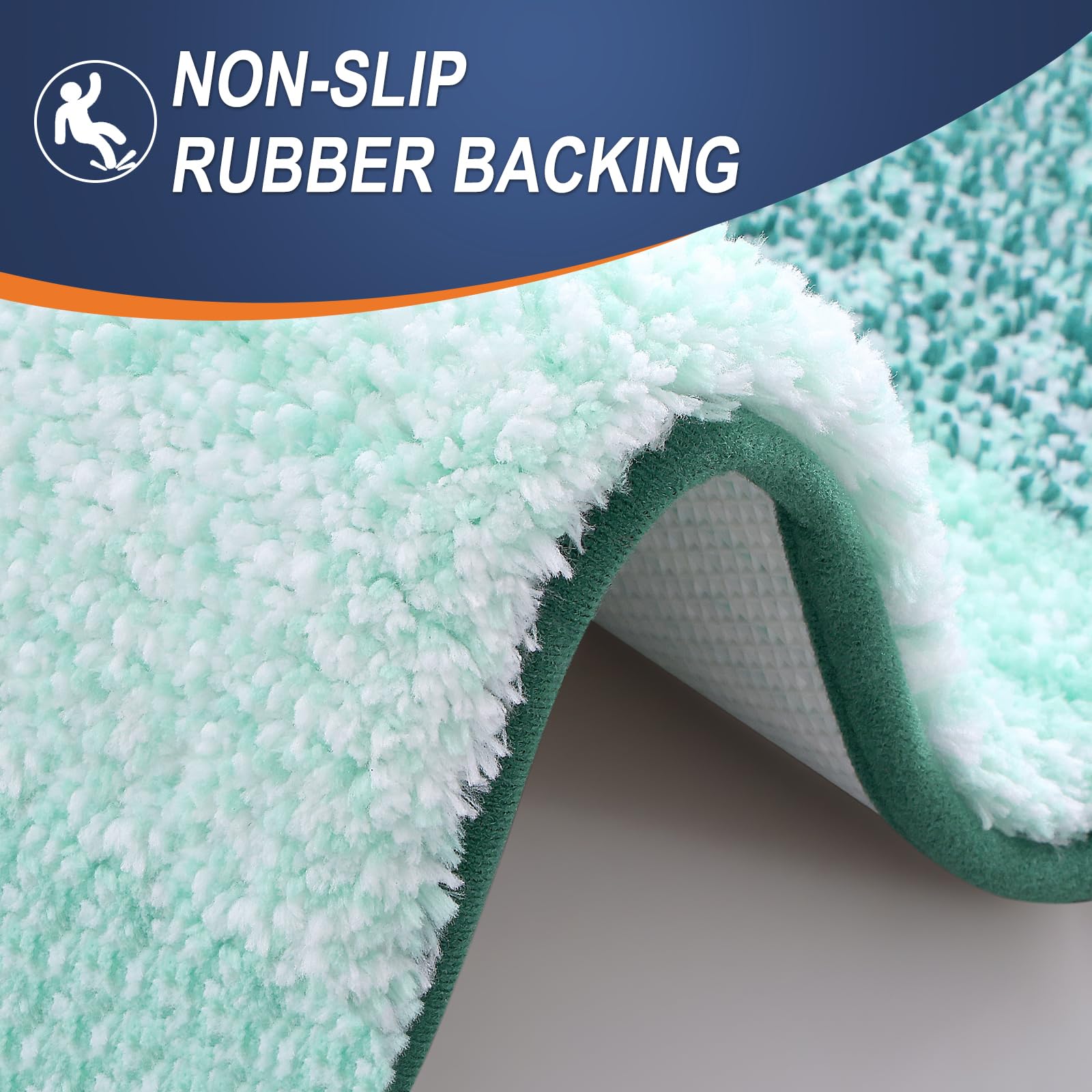 OLANLY rug next to toilet to show 24x16 size and space-saving fit