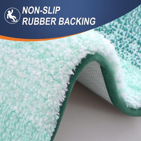 OLANLY rug next to toilet to show 24x16 size and space-saving fit