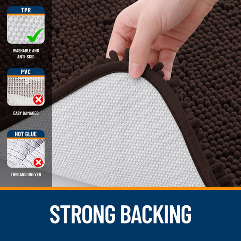 OLANLY beside foot illustrating 36x24 size and cushioned feel