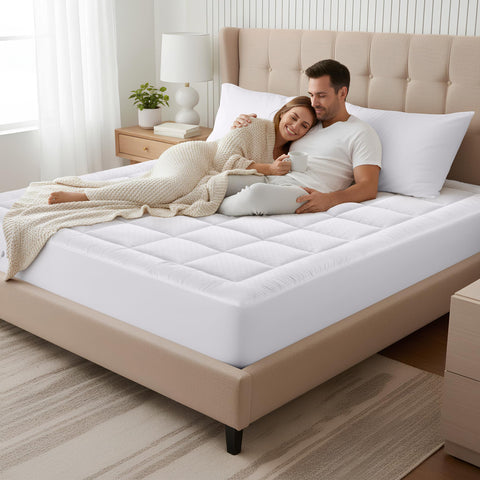 OLANLY size scale with ruler showing fit up to 21 inches deep mattress
