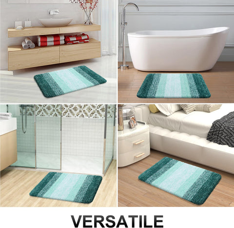 OLANLY rug styled in a bathroom scene conveying coordinated spa-like decor