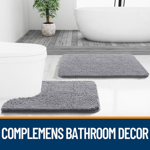 OLANLY U-shaped contour mat fitted around toilet for full coverage