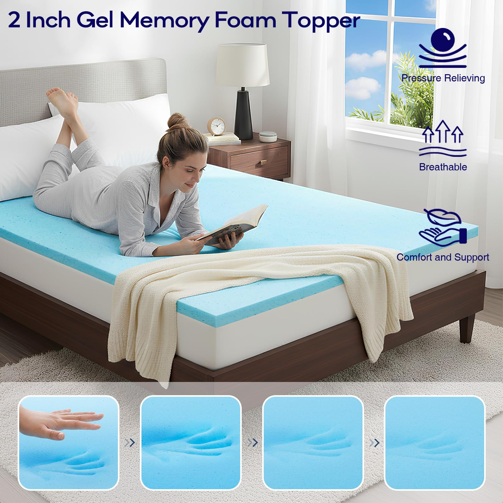 OLANLY mattress topper styled in bedroom demonstrating improved sleep surface