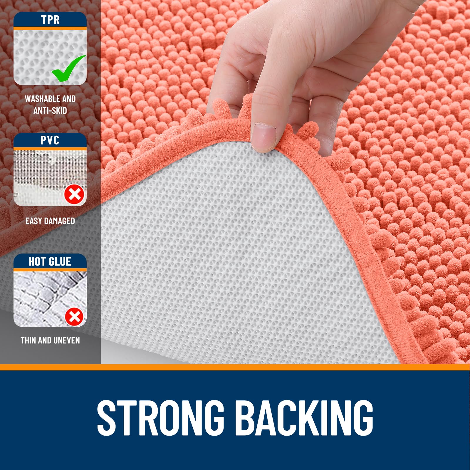OLANLY rug absorbing water from wet feet illustrating fast moisture pickup
