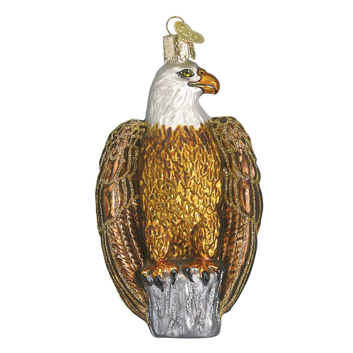 Old World Christmas bald eagle front view showing patriotic detail and collectible appeal
