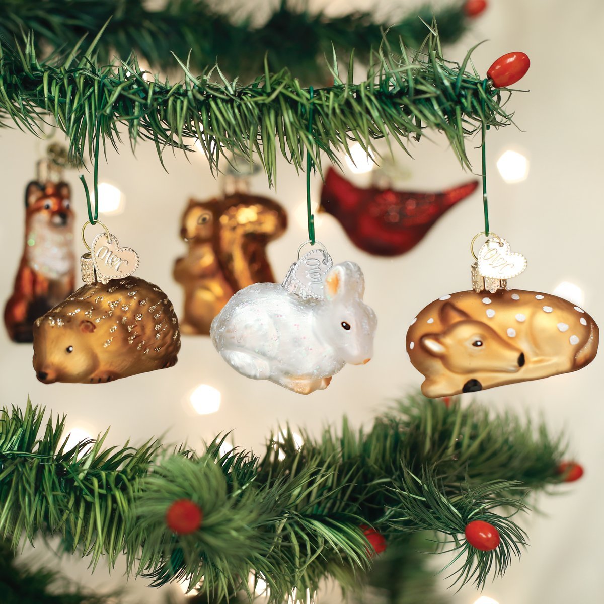 Old World Christmas close-up fawn detail highlighting handcrafted paintwork