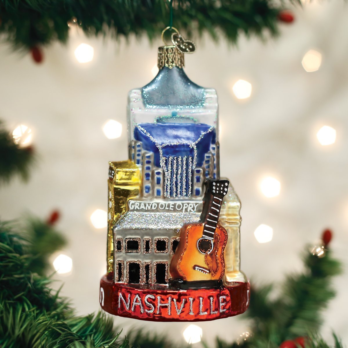 Old World Christmas close-up of skyline detail benefit: hand-painted craftsmanship