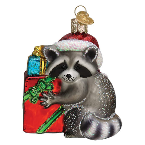 Old World Christmas raccoon front view showing full ornament detail and charm